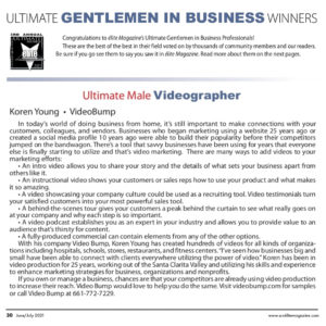 SCV elite Magazine Ultimate Male Videographer 2021 Koren Young Video Bump