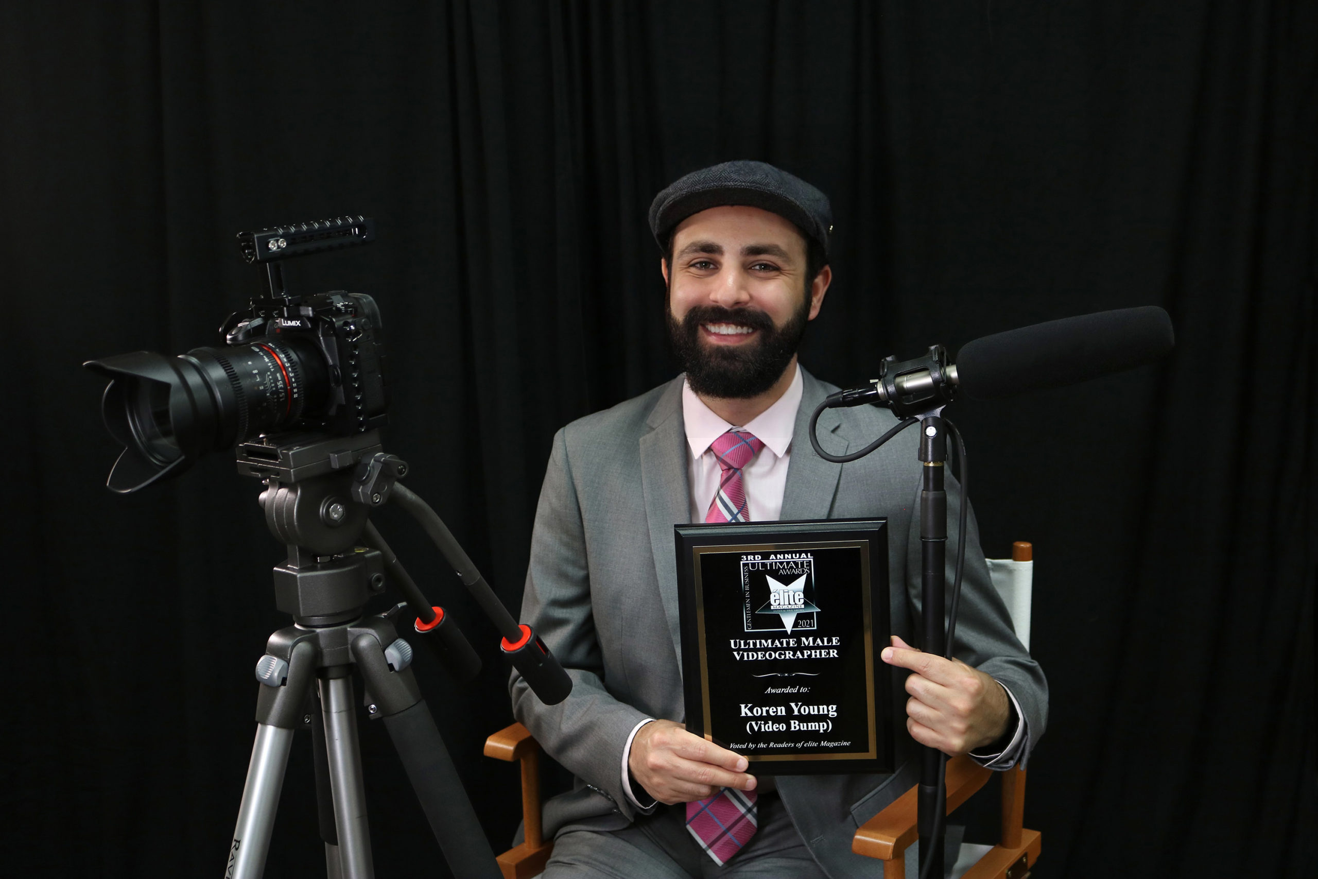 Koren Young with his Ultimate Male Videographer award from SCV elite Magazine